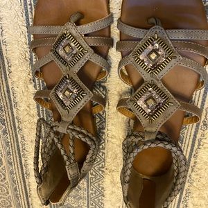 Braided beaded sandals